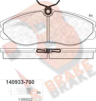 R Brake RB0933-700 - Тормозные колодки, дисковые, комплект autosila-amz.com