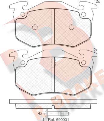 R Brake RB0929 - Тормозные колодки, дисковые, комплект autosila-amz.com