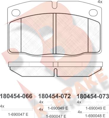 R Brake RB0454 - Тормозные колодки, дисковые, комплект autosila-amz.com