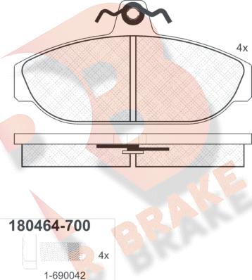 R Brake RB0464-700 - Тормозные колодки, дисковые, комплект autosila-amz.com