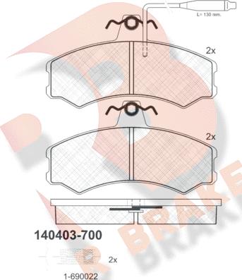 R Brake RB0403-700 - Тормозные колодки, дисковые, комплект autosila-amz.com