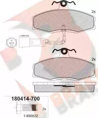 R Brake RB0414-700 - Тормозные колодки, дисковые, комплект autosila-amz.com