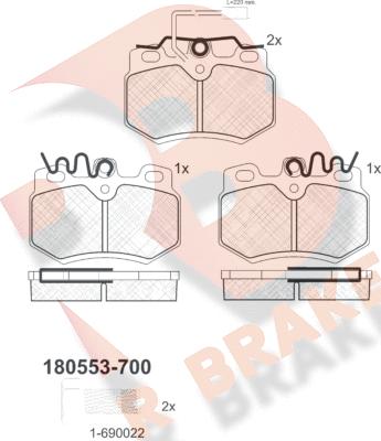 R Brake RB0553-700 - Тормозные колодки, дисковые, комплект autosila-amz.com