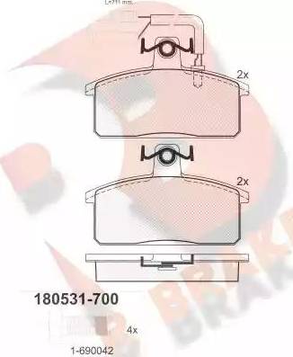 R Brake RB0531-700 - Тормозные колодки, дисковые, комплект autosila-amz.com