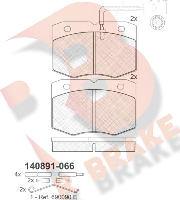 R Brake RB0891 - Тормозные колодки, дисковые, комплект autosila-amz.com