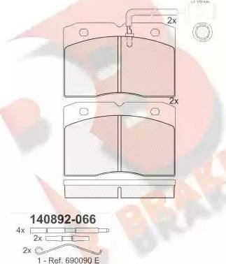 R Brake RB0892-066 - Тормозные колодки, дисковые, комплект autosila-amz.com