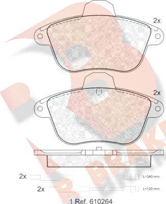 R Brake RB0856 - Тормозные колодки, дисковые, комплект autosila-amz.com