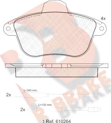 R Brake RB0857 - Тормозные колодки, дисковые, комплект autosila-amz.com