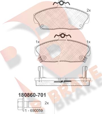 R Brake RB0860-701 - Тормозные колодки, дисковые, комплект autosila-amz.com