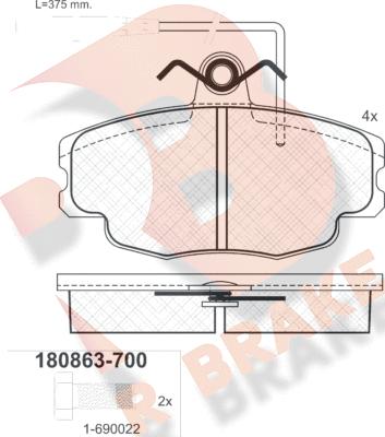 R Brake RB0863-700 - Тормозные колодки, дисковые, комплект autosila-amz.com