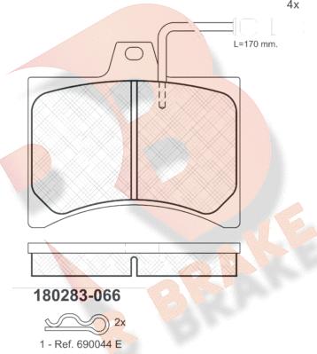 R Brake RB0283 - Тормозные колодки, дисковые, комплект autosila-amz.com