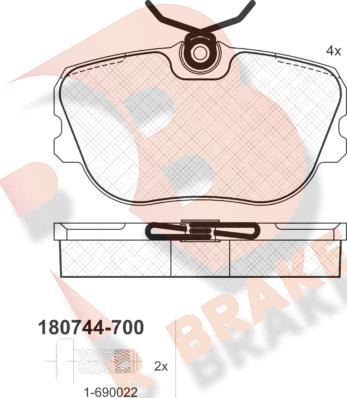 R Brake RB0744-700 - Тормозные колодки, дисковые, комплект autosila-amz.com