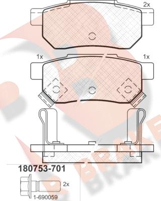 R Brake RB0753-701 - Тормозные колодки, дисковые, комплект autosila-amz.com