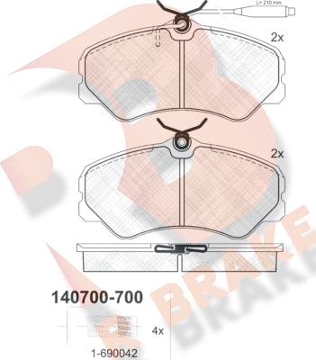 R Brake RB0700-700 - Тормозные колодки, дисковые, комплект autosila-amz.com