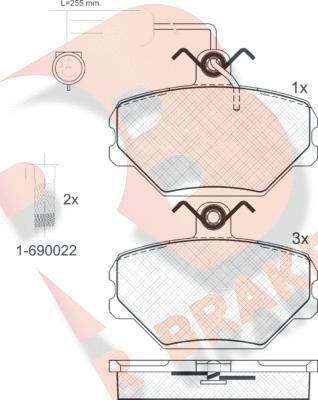 R Brake RB0729-203 - Тормозные колодки, дисковые, комплект autosila-amz.com