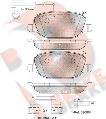 R Brake RB1996-203 - Тормозные колодки, дисковые, комплект autosila-amz.com