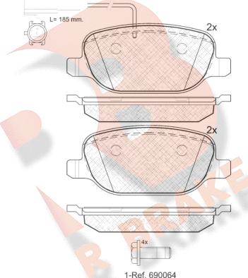 R Brake RB1996 - Тормозные колодки, дисковые, комплект autosila-amz.com