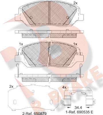 R Brake RB1997-233 - Тормозные колодки, дисковые, комплект autosila-amz.com