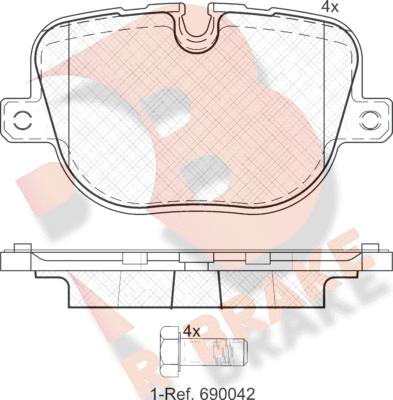 R Brake RB1952 - Тормозные колодки, дисковые, комплект autosila-amz.com