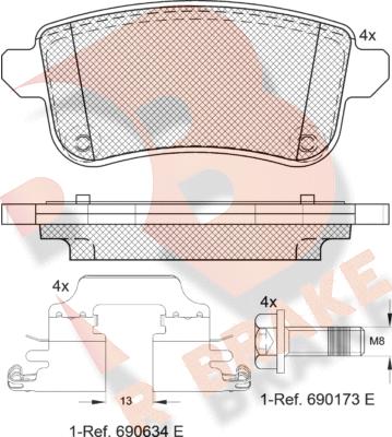 R Brake RB1904-203 - Тормозные колодки, дисковые, комплект autosila-amz.com