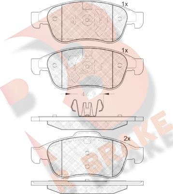 R Brake RB1915 - Тормозные колодки, дисковые, комплект autosila-amz.com