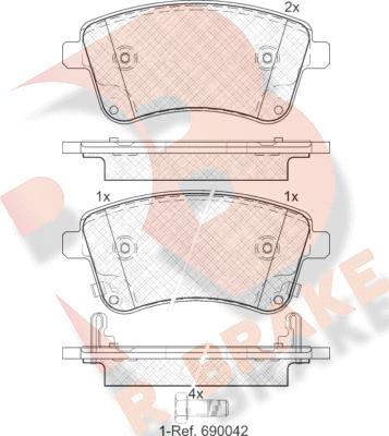 R Brake RB1985 - Тормозные колодки, дисковые, комплект autosila-amz.com