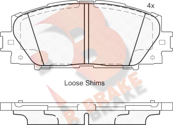 R Brake RB1938 - Тормозные колодки, дисковые, комплект autosila-amz.com