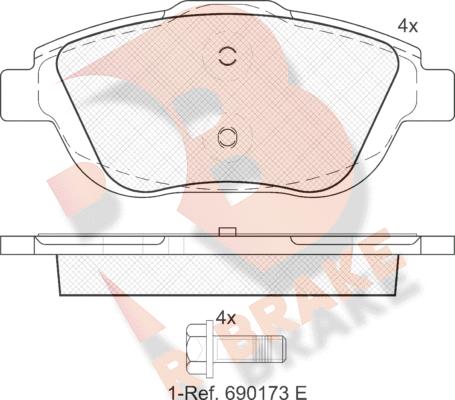 R Brake RB1925 - Тормозные колодки, дисковые, комплект autosila-amz.com