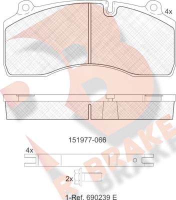 R Brake RB1977-066 - Тормозные колодки, дисковые, комплект autosila-amz.com