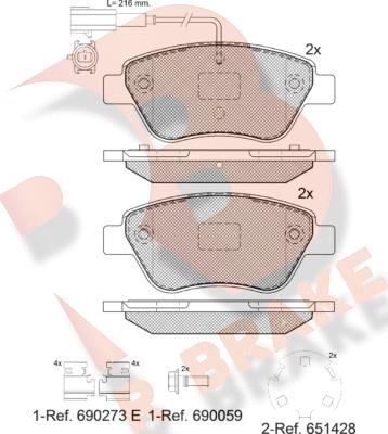 R Brake RB1444-208 - Тормозные колодки, дисковые, комплект autosila-amz.com