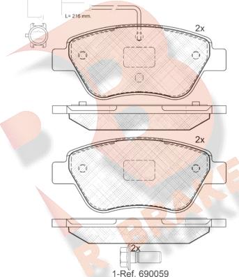 R Brake RB1444-203 - Тормозные колодки, дисковые, комплект autosila-amz.com