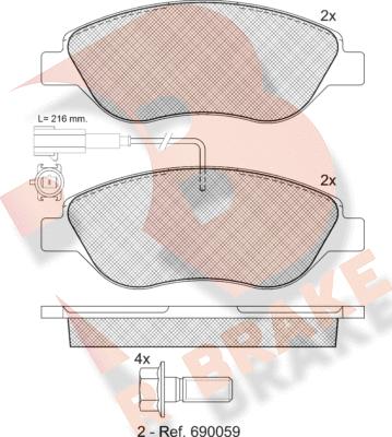 R Brake RB1445-203 - Тормозные колодки, дисковые, комплект autosila-amz.com