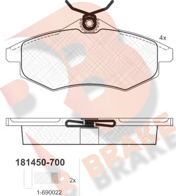 R Brake RB1450-700 - Тормозные колодки, дисковые, комплект autosila-amz.com