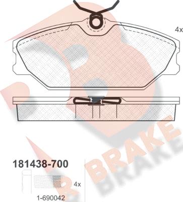 R Brake RB1438-700 - Тормозные колодки, дисковые, комплект autosila-amz.com