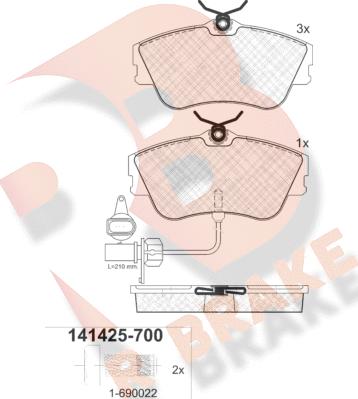 R Brake RB1425-700 - Тормозные колодки, дисковые, комплект autosila-amz.com