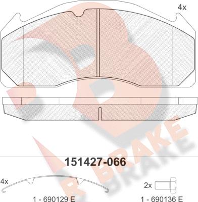 R Brake RB1427 - Тормозные колодки, дисковые, комплект autosila-amz.com