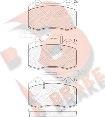 R Brake RB1598 - Тормозные колодки, дисковые, комплект autosila-amz.com