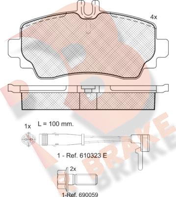 R Brake RB1516-701 - Тормозные колодки, дисковые, комплект autosila-amz.com