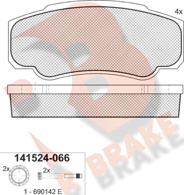 R Brake RB1524 - Тормозные колодки, дисковые, комплект autosila-amz.com