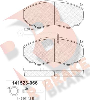 R Brake RB1523 - Тормозные колодки, дисковые, комплект autosila-amz.com