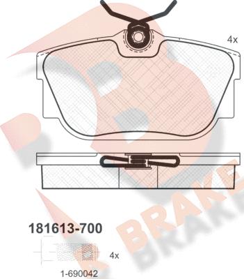 R Brake RB1613-700 - Тормозные колодки, дисковые, комплект autosila-amz.com