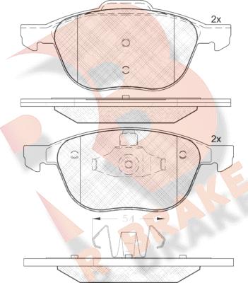 R Brake RB1617-202 - Тормозные колодки, дисковые, комплект autosila-amz.com