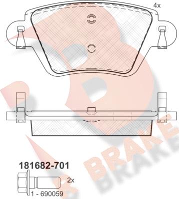 R Brake RB1682-701 - Тормозные колодки, дисковые, комплект autosila-amz.com