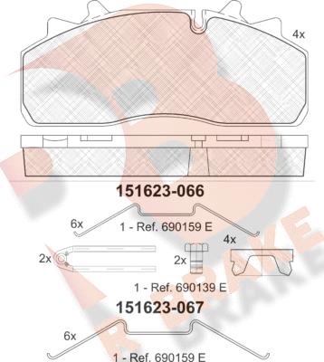 R Brake RB1623 - Тормозные колодки, дисковые, комплект autosila-amz.com