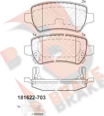 R Brake RB1622-703 - Тормозные колодки, дисковые, комплект autosila-amz.com