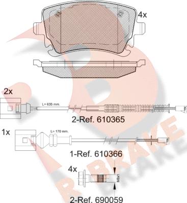 R Brake RB1674-208 - Тормозные колодки, дисковые, комплект autosila-amz.com