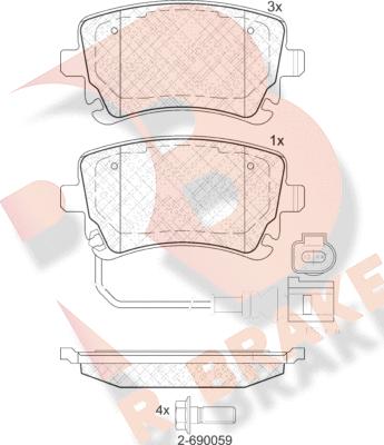 R Brake RB1674-203 - Тормозные колодки, дисковые, комплект autosila-amz.com