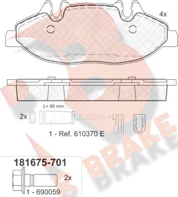 R Brake RB1675-701 - Тормозные колодки, дисковые, комплект autosila-amz.com