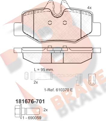 R Brake RB1676-701 - Тормозные колодки, дисковые, комплект autosila-amz.com