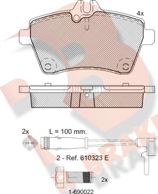 R Brake RB1678-700 - Тормозные колодки, дисковые, комплект autosila-amz.com